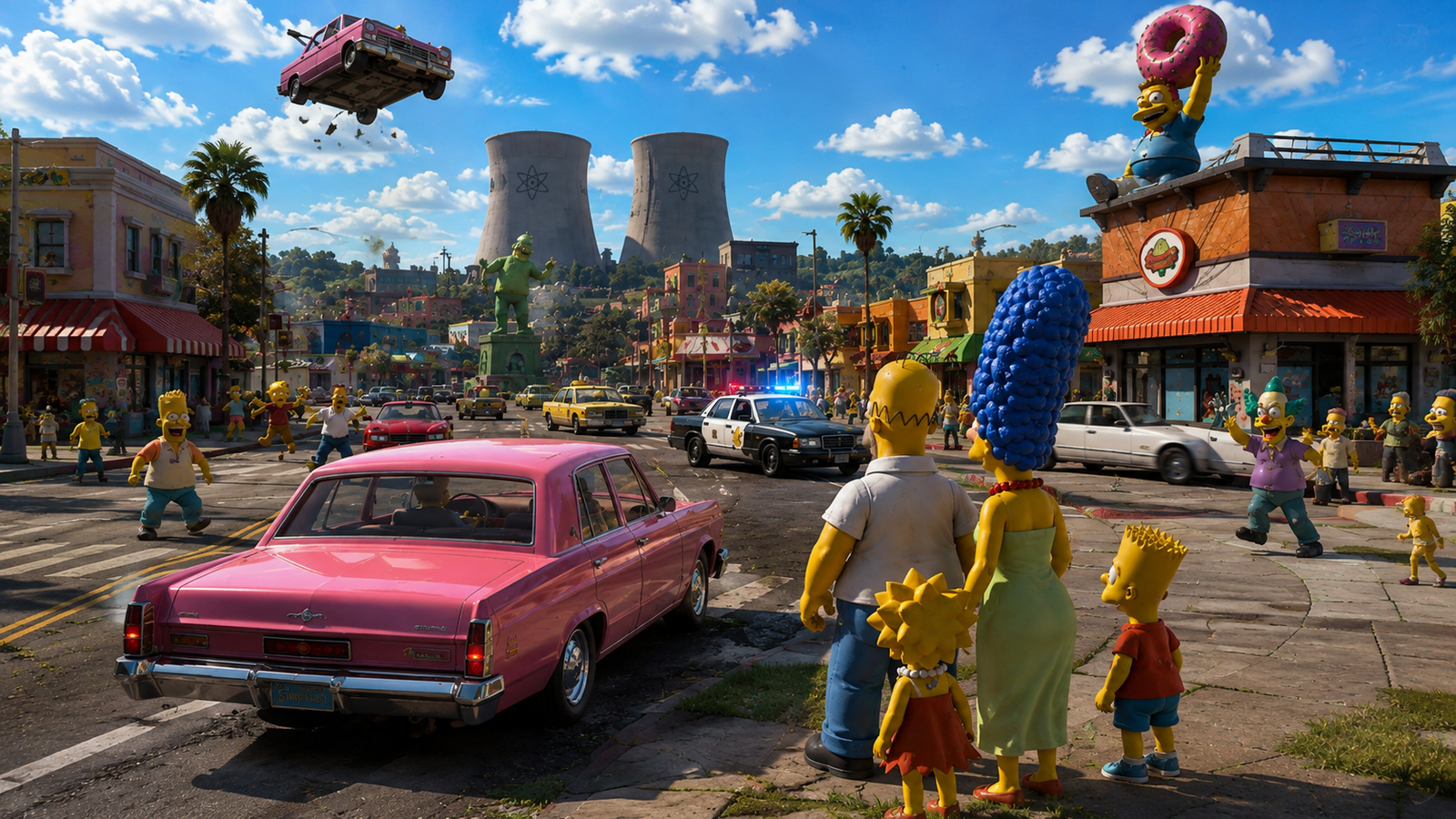 The Simpsons Hit and Run Remake concept artwork featuring Springfield
